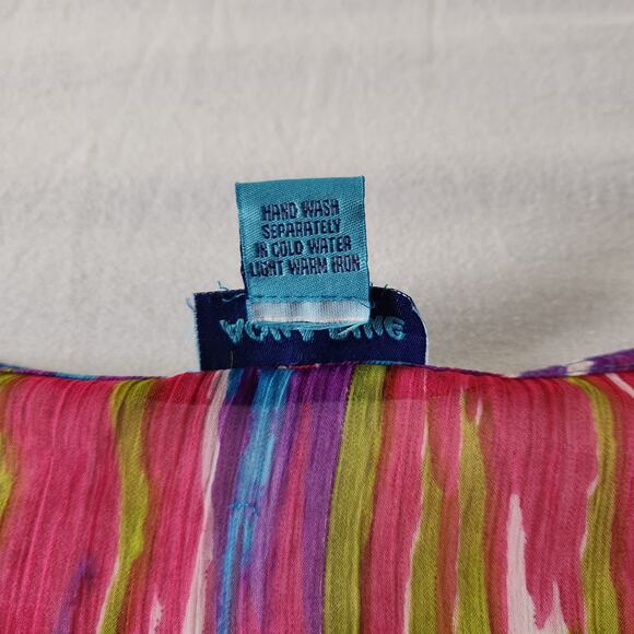 Aqua Blue Dolman Sleeve Top | Ballet Neck Bold Print | Pre-Owned - Picture 6 of 8